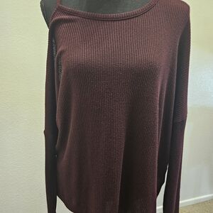 Rock & Republic Off-the-Shoulder Maroon Sweater